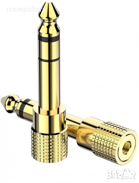 Преходник AUX 3.5 mm F-6.3mm M gold, снимка 1