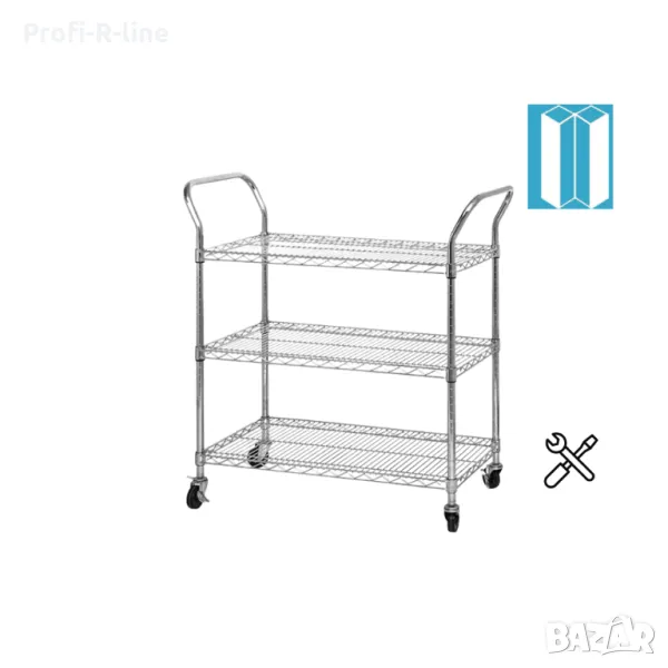 Количка три нива неръждаема стомана L3 -110, снимка 1