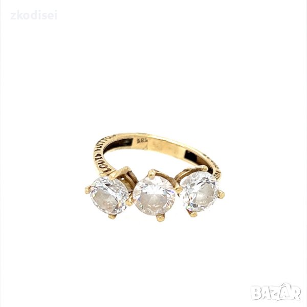 Златен дамски пръстен 3,41гр. размер:54 14кр. проба:585 модел:21630-5, снимка 1