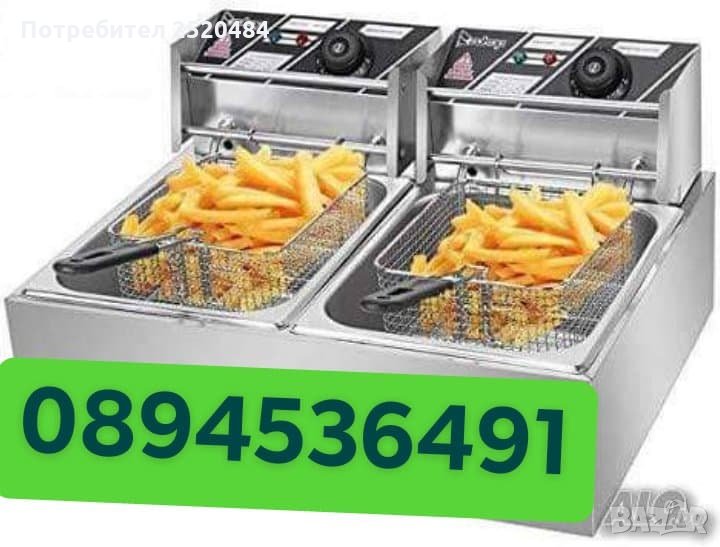 Професионален фритюрник двоен 2×5,5л. Чисто нов ТОП Цена 220лв/112,48€, снимка 1