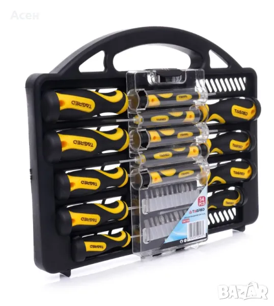 TAGRED комплект от 34 елемента, отвертки, винтоверти, битове, изработени от CrV стомана, снимка 1