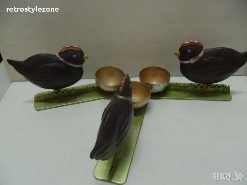 № 7747 три стари метални фигури / поставки   - размер 16 / 9,5 / 4 см , снимка 1