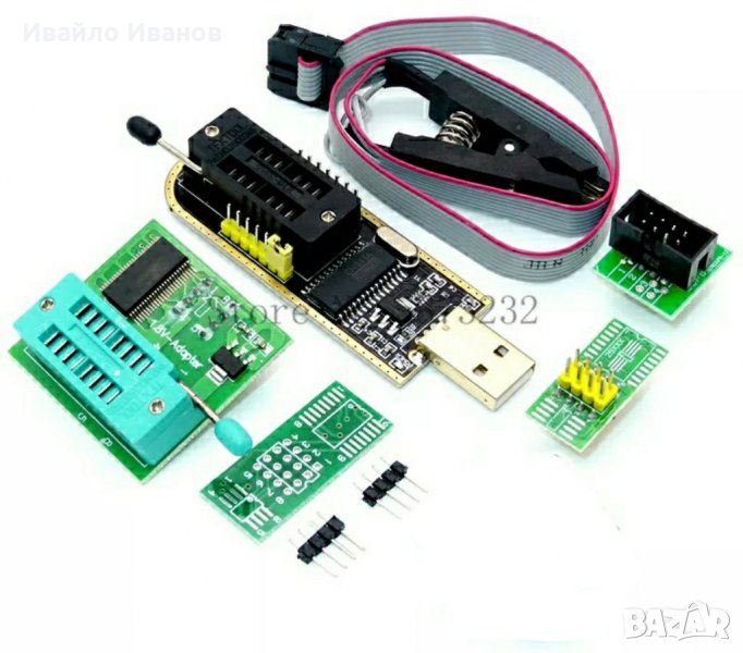CH341A БИОС Програматор+щипка+адаптери, снимка 1