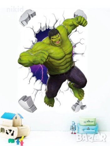  Хълк Hulk дупка стикер за стена лепенка самозалепващ за детска стая , снимка 1