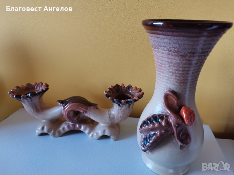 Комплект свещник и ваза, снимка 1