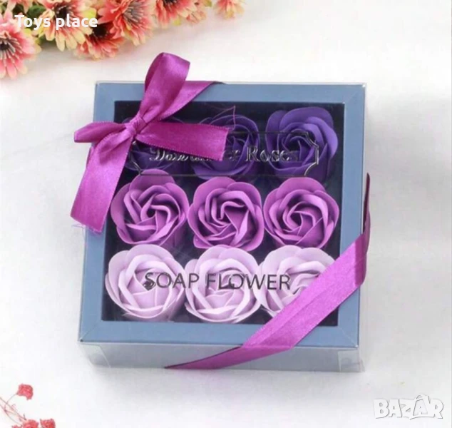 9бр сапунени рози в кутия , снимка 1