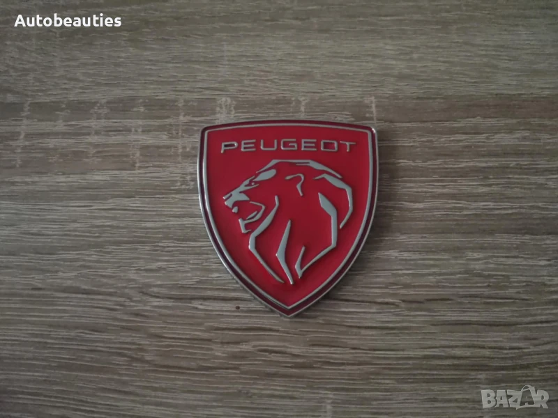 металнa емблема Peugeot червено със сребристо, снимка 1