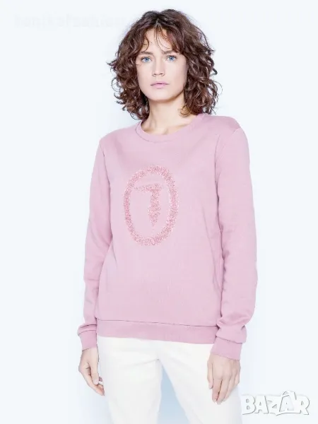 Розов суитшърт с лого , снимка 1