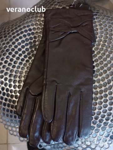 Кафяви дамски кожени ръкавици S и М, снимка 3 - Ръкавици - 43799970