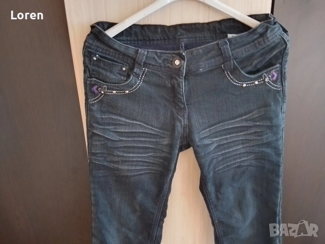 Топли ватирани детски дънки с пайети по джобовете, снимка 6 - Детски панталони и дънки - 43285777