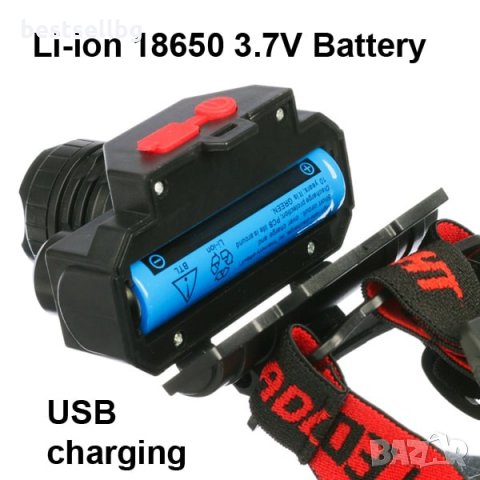 Акумулаторен челник лед фенер за глава бягане зарядно риболов планина, снимка 3 - Къмпинг осветление - 29017698