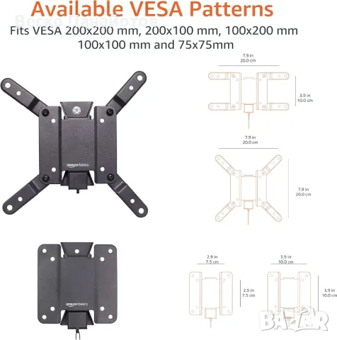 Телевизорна стойка за стена пасва на 12-40 инчови телевизори и VESA 200x200, черен, снимка 5 - Телевизори - 49467202