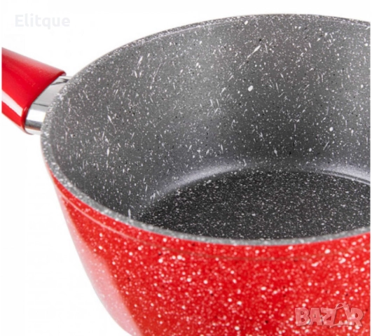Касерола с капак Voltz, 18см./1.6л., Мраморно покритие, Индукция, Червен, снимка 3 - Съдове за готвене - 52806987