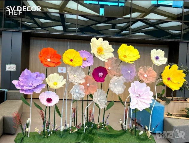 Цветя от Креп хартия и Органза / Цена за брой