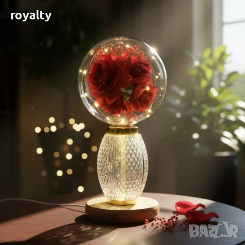 Декоративна лампа с червени рози и мека светлина – за топлина и хармония у дома, снимка 4 - Декорация за дома - 52214693