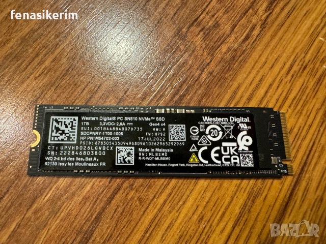 НОВО WD SN810 1000GB 1TB SSD NVMe SSD 2280 Gen 4 x4 PCIe