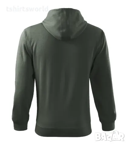 Нов мъжки суичър с ЦИП и качулка в сив цвят (castor gray), снимка 3 - Суичъри - 47968128