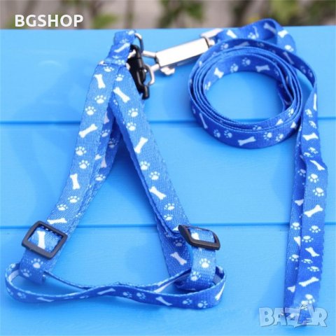 Нагръдник и повод за куче или котка 2 в 1 - Син, снимка 2 - За кучета - 26292844