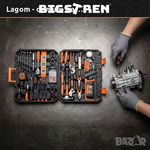Професионален комплект инструменти Bigstren, гаечни ключове, битове, глави 3/8, 1/4, 72T, куфар, снимка 6 - Други инструменти - 52885941