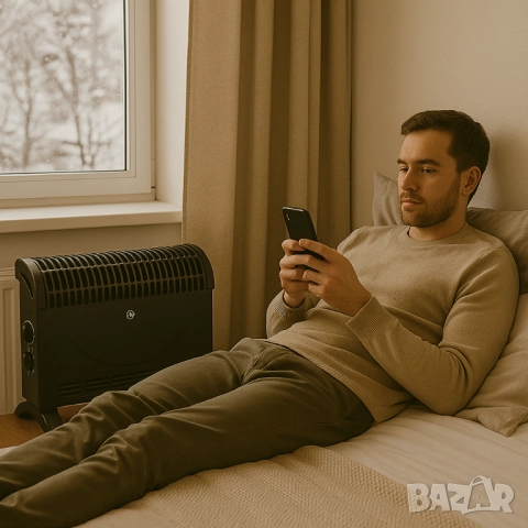 Конвекторен отоплител Rosberg – 2000W, 3 степени, с вентилатор, защита от прегряване, черен, снимка 3 - Друга електроника - 51852238