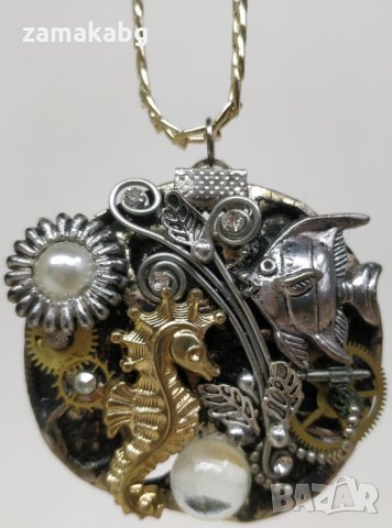 Уникален подарък колие медальон висулка стил steampunk, снимка 1 - Колиета, медальони, синджири - 35570949