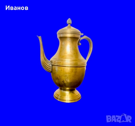 Цена - 25€. Винтидж Месингов Чайник с капак с богато украсени детайли, снимка 2 - Антикварни и старинни предмети - 51607974