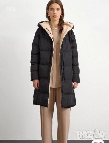 Уютно и топло двулицево яке – М размер, черно и бежово