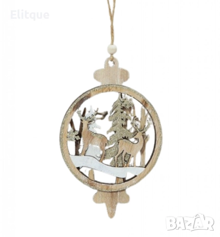 Дървена украса със северни елени за елха, снимка 2 - Други стоки за дома - 52820175
