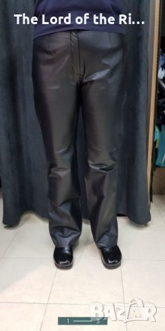 НОВ дамски лъскав кожен панталон от истинска естествена кожа L Италия, снимка 1 - Панталони - 43739725