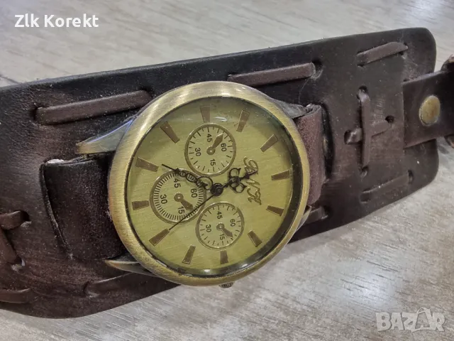 Часовник кожена каишка тип гривна, снимка 7 - Мъжки - 48977712