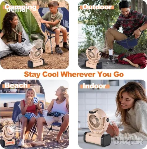 Вентилатор за къмпинг TREKOLOGY с 20000mAh батерия и Power Bank, 120° осцилация, LED светлина, снимка 7 - Къмпинг мебели - 48488941