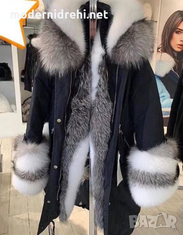 Дамско луксозно палто парка с лисица, снимка 1 - Палта, манта - 27482047