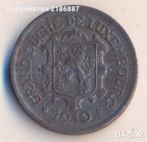Люксембург 25 сантима 1919 желязо, снимка 2 - Нумизматика и бонистика - 26706333