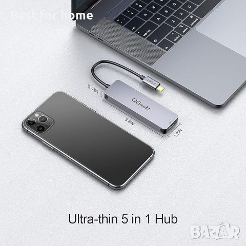 5-в-1 HDMI USB-C хъб QGEEM, снимка 6 - Друга електроника - 44071211