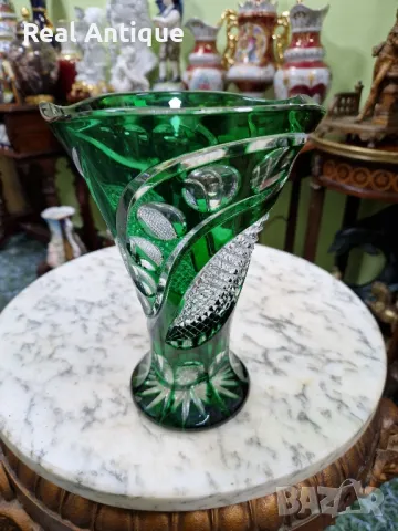 Прекрасна антикварна колекционерска немска кристална ваза , снимка 6 - Вази - 50070710