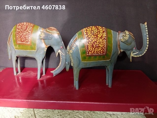 Слон,слончета метал ръчно рисувани 50-20 см