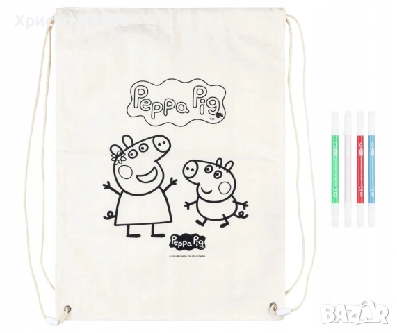 Чанта за оцветяване Peppa Pig с маркери креативна раница Пепа Пиг, снимка 3 - Други - 53404718