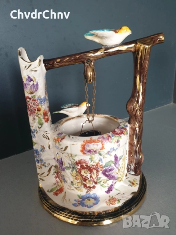 H.Bequet статуетка 21см/стара белгийска порцеланова фигура/кладенец с птици