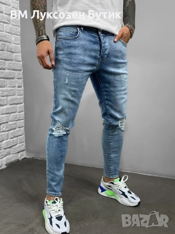 👖 Мъжки Сини Луксозни Дънки – Стил за Истински Мъж, снимка 2 - Дънки - 51625680