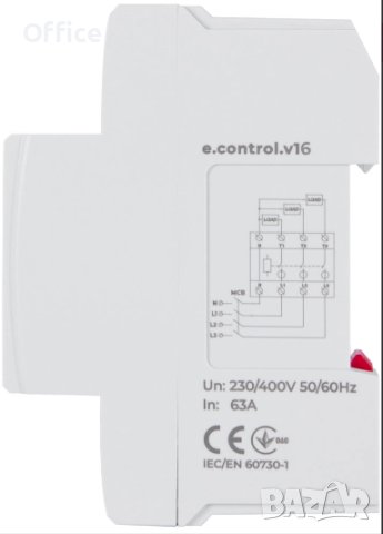 Реле за контрол на напрежение и ток, трифазно 63А, с индикация e.control.v16, снимка 2 - Друга електроника - 44009836