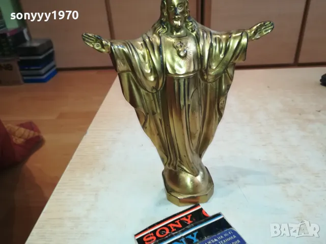 БОГ-МЕД МЕСИНГ 20Х15Х6СМ МАСИВНА ТЕЖКА ФИГУРА 2504251615, снимка 2 - Антикварни и старинни предмети - 50034730