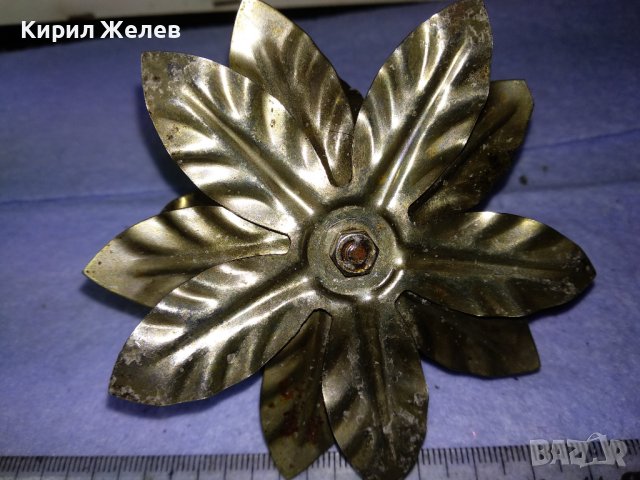 КРАСИВ СТАР ФЛОРАЛЕН СРЕБРИСТ МЕТАЛЕН ВИНТИДЖ СВЕЩНИК - РОЗА 41335, снимка 7 - Други ценни предмети - 43598206