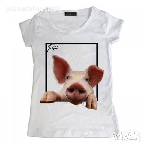 НОВО Дамска тениска Прасе!Дамска тениска PIG от колекция ANIMALS!, снимка 2 - Тениски - 32821671