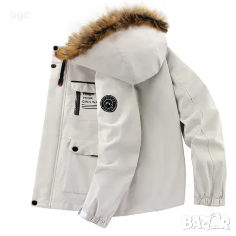 Ново Зимно Дебело Яке Полар Ветровка Ветроустойчиво, с Подвижна качулка, снимка 4 - Якета - 48707353