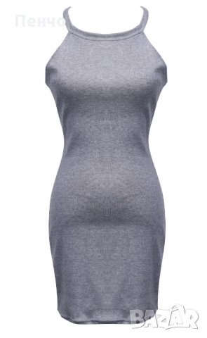 Дамска секси рокля пола горнище без ръкави и рамена блуза риза тънка материя къса мини рокля тениска, снимка 5 - Рокли - 27265827