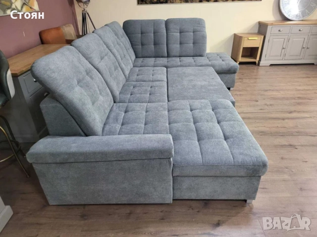 ПРОМОЦИЯ!!! Светло сив П - образен ъглов диван Nixon с функция сън, снимка 5 - Дивани и мека мебел - 52829699