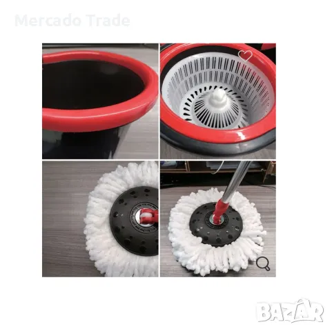 Комплект за почистване на под Mercado Trade с въртящ се моп, снимка 2 - Мопове, кофи, четки и метли - 36269223