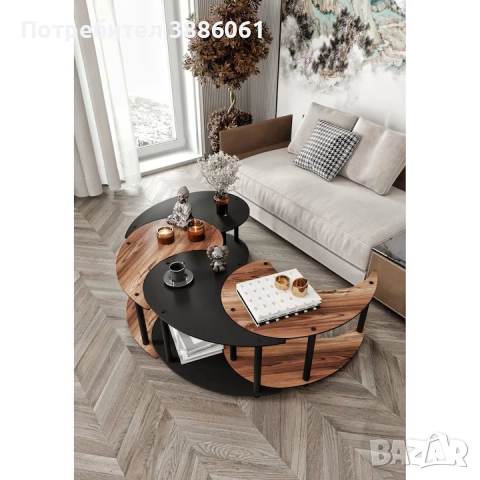 Комплект масички за кафе Woody Fashion, 70x70 см, орех, снимка 2 - Маси - 52875789