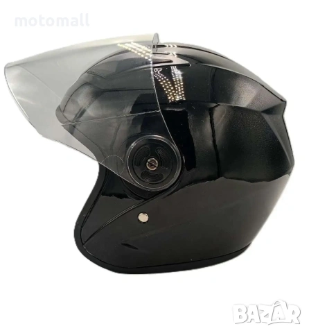 Отворена каска за скутер черен гланц 02021, снимка 4 - Аксесоари и консумативи - 53389534