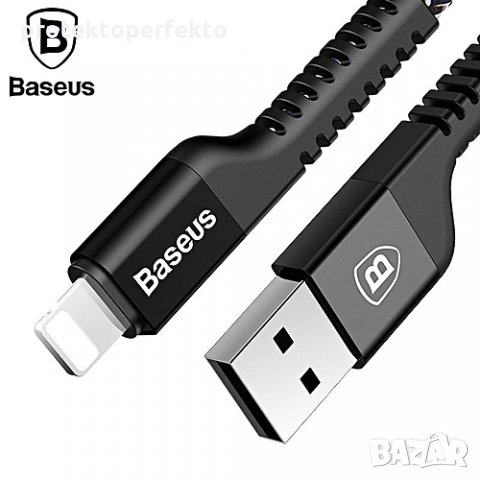 BASEUS кабел еластичен 1м -  iPhone pins спирала, снимка 1 - USB кабели - 32322596